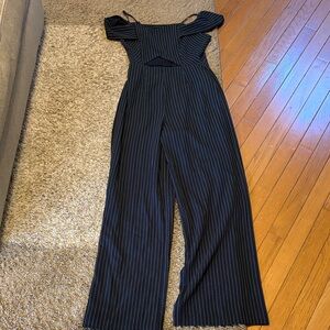 Forever 21 Black and White Striped Jumpsuit